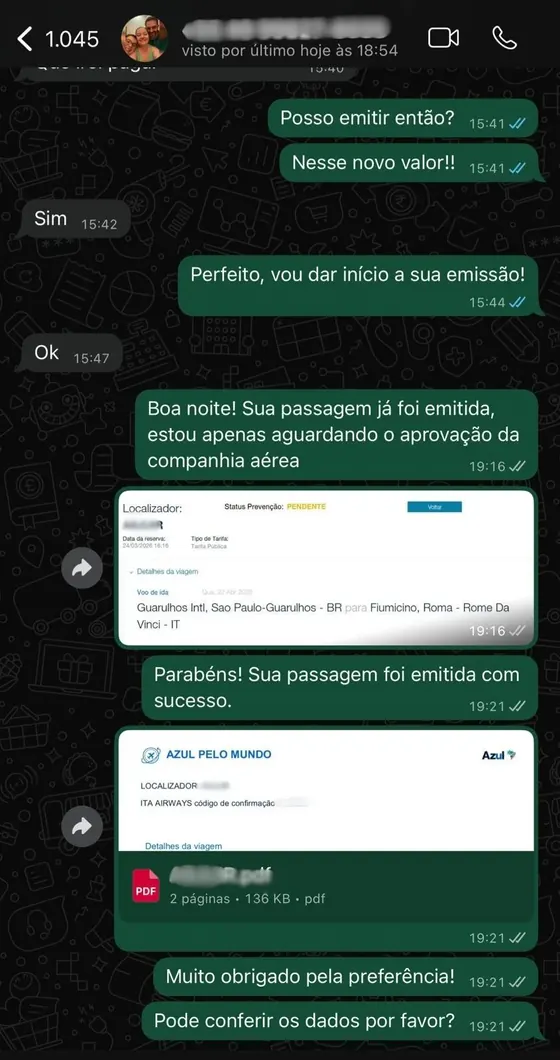 Conversa com alerta de passagem