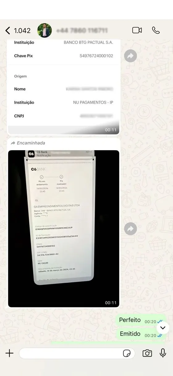 Exemplo de alerta diário dentro do grupo